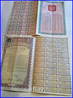 1938 Chinese Bond $10 face amount all coupons attached