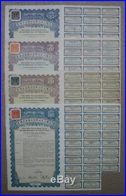 1938 Chinese Republic 27th Year $5 $10 $50 $100 Gold China Bonds NOT Petchili