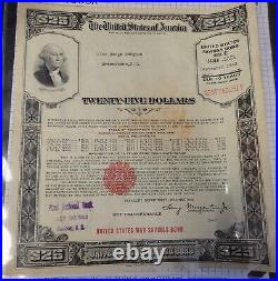 1943 25$ United States Savings Bond. US War Bond