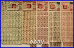 1944 China Victory Bond Set 200, 500, 1,000, 5,000, 10,000 (with certification)