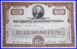 1945 Railroad Stock Certificate'Baldwin Locomotive Works' Pennsylvania PA