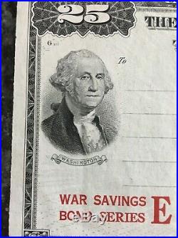 1945 US WAR $25 Savings Bond, Series E, WWII, Kansas City Natl Bank & Trust, MO