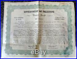 1945 WWII Government of Palestine, Israel British Mandate Bearer Bond