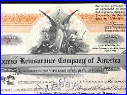 1950 Cancelled Stock Certificate Excess Reinsurance Co, 6 Documentary Revenues