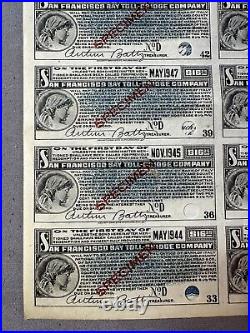 1957 CITY AND COUNTY OF SAN FRANCISCO Toll-Bridge Company $500 Bond, GREAT SHAPE