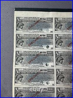 1957 CITY AND COUNTY OF SAN FRANCISCO Toll-Bridge Company $500 Bond, GREAT SHAPE