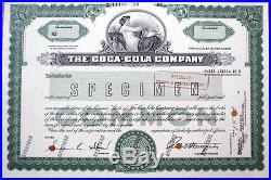 1960s SPECIMEN Stock Certificate'Coca-Cola Company' Coke Soda/Pop