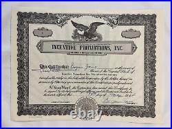 1964 Incentive Promotions, Inc. Stock Certificate #1, (New York) -Benjamin Zwang