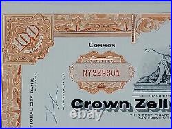 1965 Crown Zellerbach Stock Certificate #NY229301 Issued To Gerlach & Co