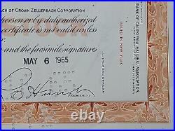 1965 Crown Zellerbach Stock Certificate #NY229301 Issued To Gerlach & Co