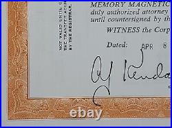 1969 Memory Magnetics International Stock Certificate #NU2816 Issued To Leola M