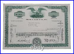 1972 Frank B. Hall Stock Certificate #NU2308 Issued to Oppenheimer & Co (DE)