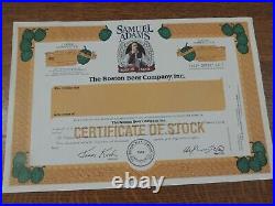 1995 Boston Beer Co. Samuel Adams Specimen Stock Certificate