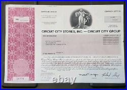 1999 Circuit City Inc Stock Certificate Pre Bankruptcy