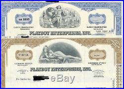 2 x Playboy Enterprises, Inc. (Aktie) 1976 u. 1996/Hugh Hefner -SEHR DEKORATIV