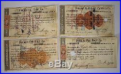 25 Antique 19thC, 1865-72 Panama Rail Road Co, $100 Shares Stock Certificates