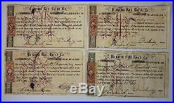 25 Antique 19thC, PANAMA RAIL ROAD Co, $100 Shares Stock Certificates, 1865-71
