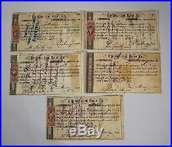 25 Antique 19thC, PANAMA RAIL ROAD Co, $100 Shares Stock Certificates, 1865-71