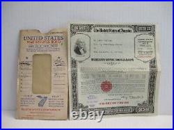 $25 WWII 1943 United States Savings War Bond Series E Excellent 1 fold withSleeve