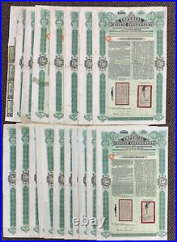 26 x Imperial CHINA Government Tientsin-Pukow £100 Uncancelled Bond W Coupons