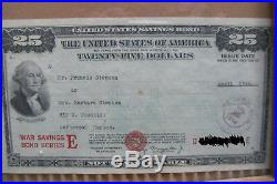 2x TWENTY FIVE $ 25.00 WAR SAVING BONDS SERIES E APRIL 1944 DECEMBER 1944 ISSUE