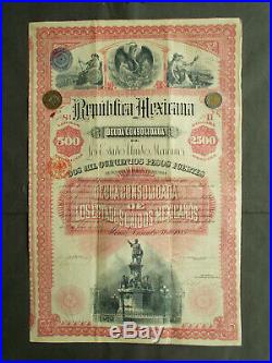 3% £500- / Us$2500- Republica Mexicana 1885 Not Cancelled