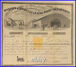 #392, Boston Worcester Railroad Stock 1867, Beautiful Litho IRS Stamp