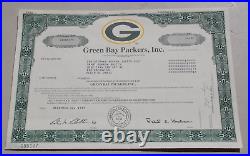 #3genuine NFL Football Green Bay Packers Stock Certificate 1 Share 1997 Gb086177