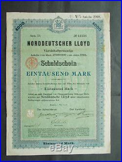 4,5% Mark 1000- NORDDEUTSCHER LLOYD 1908