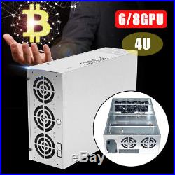 4U Crypto Coin Open Air Mining Server Frame Rig Graphics Case & 5 Fan For 6/8GPU
