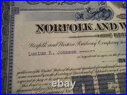 $5,000 Norfolk & Western 1920 Gold Bond issued to past President Lucius Johnson