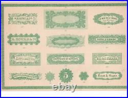 5 Sheets Antique Printers Sample Vignettes Bank Checks & Notes Stock Certificate