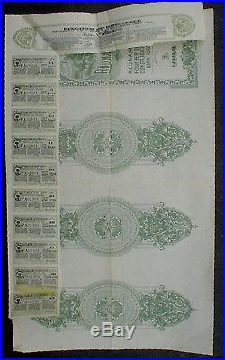 5 x Kingdom of Romania 7% 10 1000 P. Sterling Gold 1922 uncancelled + coupons