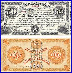 $50 Washington, DC. 1873 Baby Bond Scrip RARE