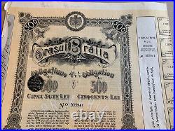 500 Lei 1912 City of Braila Romania Bond Stock Certificate uncancelled cupons