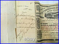 518 1867 Marietta & Cincinnati RR First Preferred Stock Certificates Ledger NR