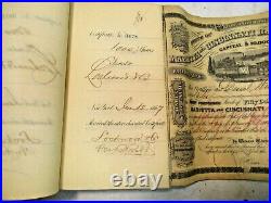 518 1867 Marietta & Cincinnati RR First Preferred Stock Certificates Ledger NR