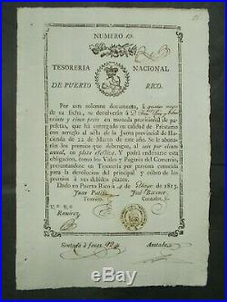 6% Ps25- PLATA EFECTIVA PUERTO RICO TESORERIA NACIONAL 1813 NOT CANCELLED