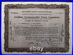 (7) Seven American Commonwealth Power Corporation stock certificates