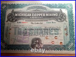 #74 Michigan Copper Mining Company 1915 Stock Certificate