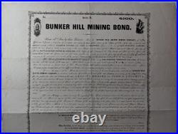 ANTIQUE SILVER MINE BOND BROADSIDE ca. 1870 BUNKER HILL MINING BOND IDAHO