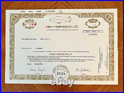 Airship International stock certificate 1998 Blimp scam Appeared on 60 Minutes