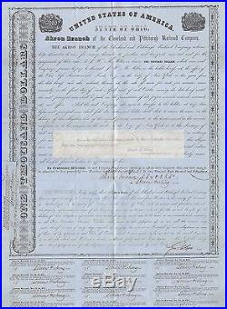 Akron Branch of the Cleveland and Pittsburgh Railroad $1000 bond #115 1852