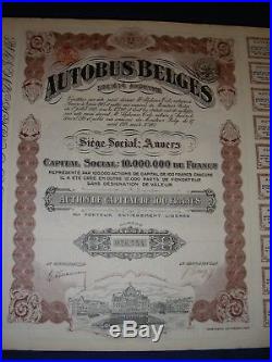 Aktienbuch mit 250 x Autobuses Belges, stock certificate book 250 pcs. 1925 DEKO