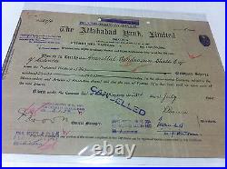 Allahabad Bank Calcutta Eq Stock Share Certificate Rev Emboss India 1948