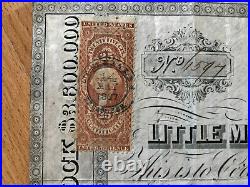 Alte Historische Aktie, Wertpapier, Eisenbahn von 1867 mit Briefmarke
