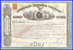 American Express Co. 1866 stock certificate Henry Wells James Fargo autograph