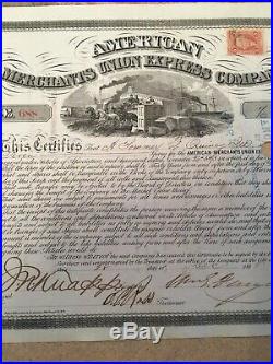 American Merchants Union Express Company Stock Certificate
