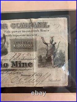 American Mining Company Stock Certificate Vermont San Antonio Mine 1853