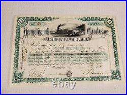 Antique 1886 Memphis & Charleston Railroad Company Stock Certificate